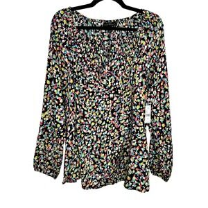 NEW Lane Bryant 14 16 Smocked Peasant Top Blouse Shirt Womens Plus Size 1X C